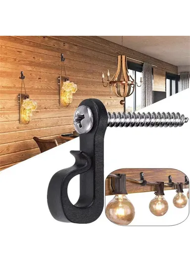 10-Pack Outdoor Hanging Plant Hooks for String Lights - Heavy-Duty Screw-In Expansion Anchors - White