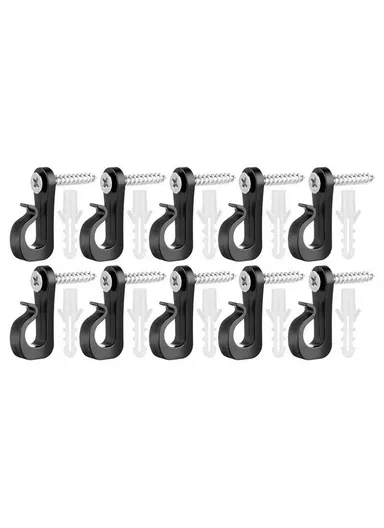 10-Pack Outdoor Hanging Plant Hooks for String Lights - Heavy-Duty Screw-In Expansion Anchors - Black
