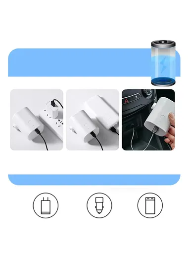 Portable Air Pump Multifunctional Quick Inflate Wireless Electric Pump for Air Mattress, Pool Toys, Swimming Ring - White