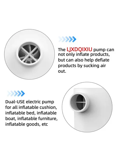 Portable Air Pump Multifunctional Quick Inflate Wireless Electric Pump for Air Mattress, Pool Toys, Swimming Ring - White