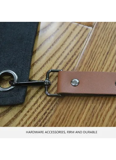 Multi-pockets Apron Waterproof Canvas Apron for Heavy Duty Woodworking Gardening, Brown Leather Strap D001 - Grey