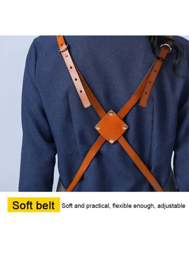 Multi-pockets Apron Waterproof Canvas Apron for Heavy Duty Woodworking Gardening, Brown Leather Strap D001 - Grey