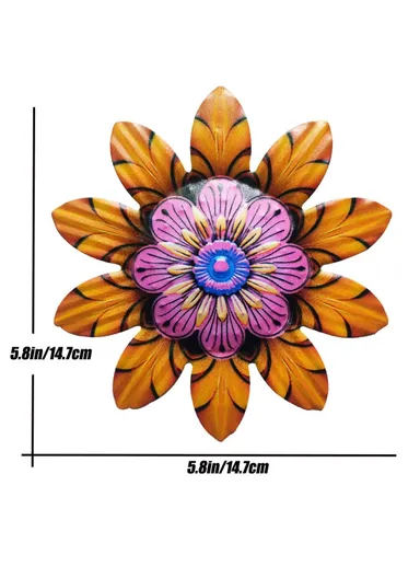 14.7x14.7cm Home Garden Iron Decor Flower Shape Pendant Wall Hanging Decoration YY361 - Orange
