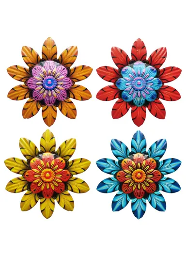 14.7x14.7cm Home Garden Iron Decor Flower Shape Pendant Wall Hanging Decoration YY361 - Red