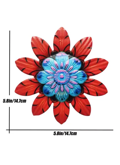 14.7x14.7cm Home Garden Iron Decor Flower Shape Pendant Wall Hanging Decoration YY361 - Red