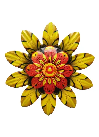 14.7x14.7cm Home Garden Iron Decor Flower Shape Pendant Wall Hanging Decoration YY361 - Yellow