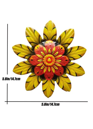 14.7x14.7cm Home Garden Iron Decor Flower Shape Pendant Wall Hanging Decoration YY361 - Yellow