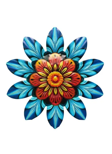 14.7x14.7cm Home Garden Iron Decor Flower Shape Pendant Wall Hanging Decoration YY361 - Blue
