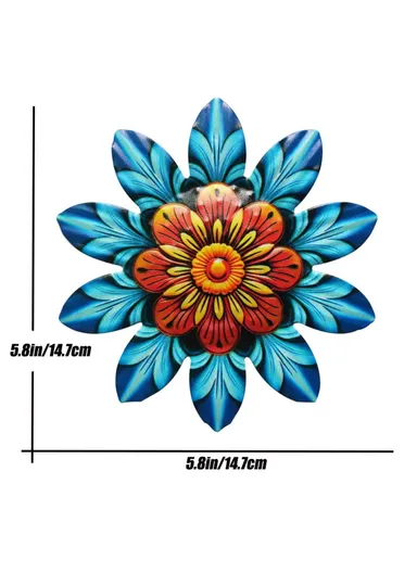 14.7x14.7cm Home Garden Iron Decor Flower Shape Pendant Wall Hanging Decoration YY361 - Blue