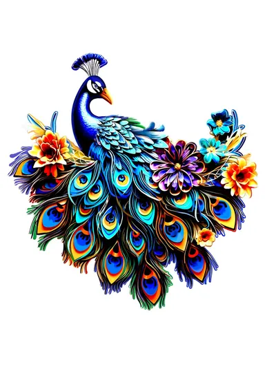 Iron Peacock Bird Home Wall Decor Hanging Sculpture Household Ornament YY0828 - Blue