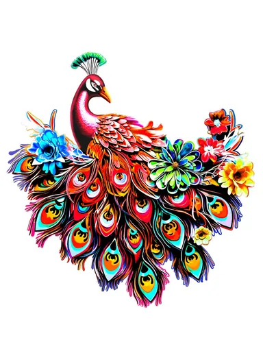 Iron Peacock Bird Home Wall Decor Hanging Sculpture Household Ornament YY0828 - Red