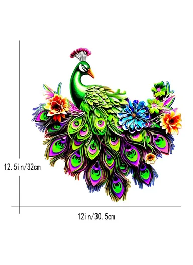 Iron Peacock Bird Home Wall Decor Hanging Sculpture Household Ornament YY0828 - Green
