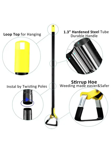 2.4m 6-Section Long Handle Hoe Garden Tool Loop Stirrup Hoe Scuffle Hoe for Weeding Gardening MYL-10