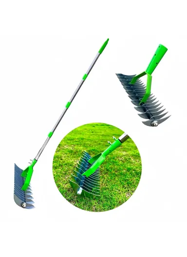 Stainless Steel + Alloy Steel Garden Lawn Rake with Curved Tines