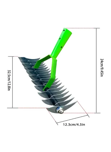 Stainless Steel + Alloy Steel Garden Lawn Rake with Curved Tines