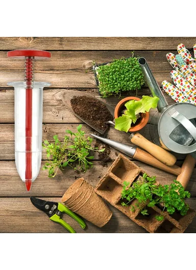 Seeds Dispenser Handheld Seed Planter Sowing Seeder Mini Hand Spreader, 10x3x3cm - Coffee