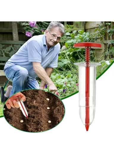 Seeds Dispenser Handheld Seed Planter Sowing Seeder Mini Hand Spreader, 10x3x3cm - Coffee