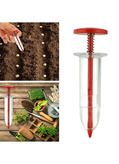Seeds Dispenser Handheld Seed Planter Sowing Seeder Mini Hand Spreader, 10x3x3cm - Coffee