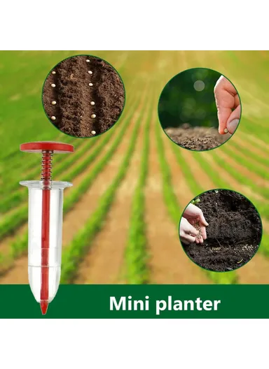 Seeds Dispenser Handheld Seed Planter Sowing Seeder Mini Hand Spreader, 10x3x3cm - Coffee