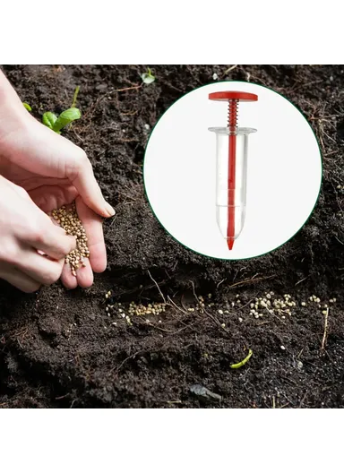 Seeds Dispenser Handheld Seed Planter Sowing Seeder Mini Hand Spreader, 10x3x3cm - Coffee