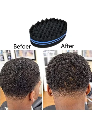 Curl Sponge Set for Black Men Hair Twist Styling Tool with Brush and Comb for Home / Barbershop - Blue
