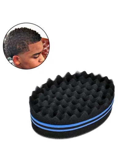 Curl Sponge Set for Black Men Hair Twist Styling Tool with Brush and Comb for Home / Barbershop - Blue