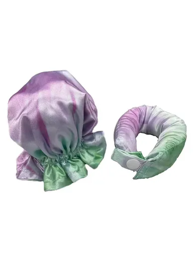 Overnight Hair Curler Hair Bun Maker Hair Curling Tool with Hair Cover - Tie Dye Purple