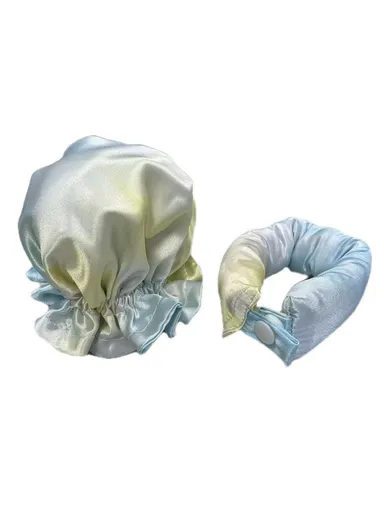 Overnight Hair Curler Hair Bun Maker Hair Curling Tool with Hair Cover - Tie Dye Blue