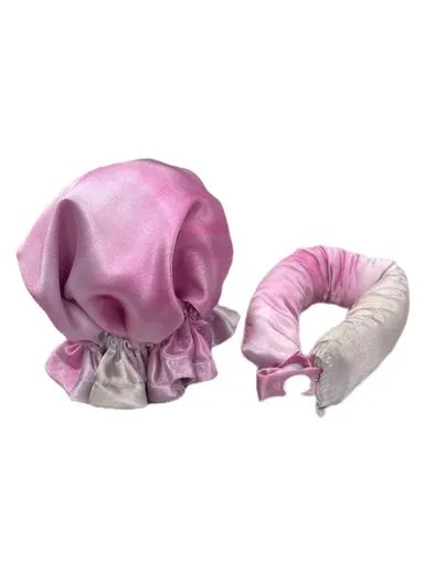 Overnight Hair Curler Hair Bun Maker Hair Curling Tool with Hair Cover - Tie Dye Pink