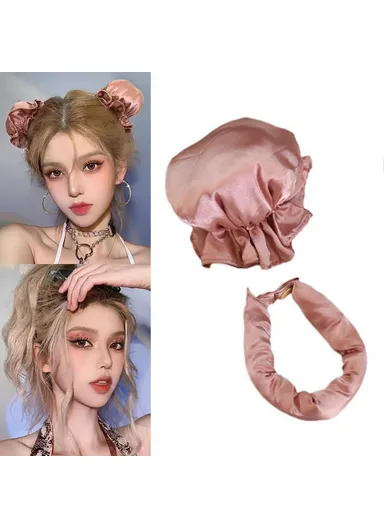 Overnight Hair Curler Hair Bun Maker Hair Curling Tool with Hair Cover - Tie Dye Pink