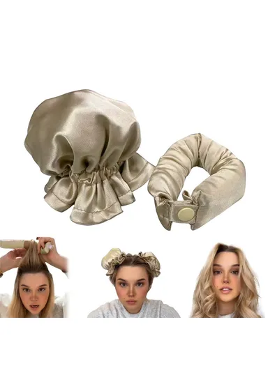 Overnight Hair Curler Hair Bun Maker Hair Curling Tool with Hair Cover - Beige