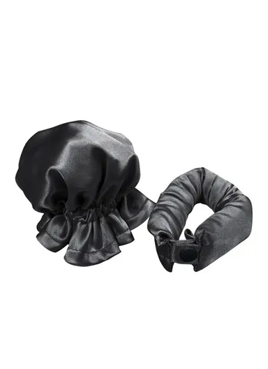 Overnight Hair Curler Hair Bun Maker Hair Curling Tool with Hair Cover - Black