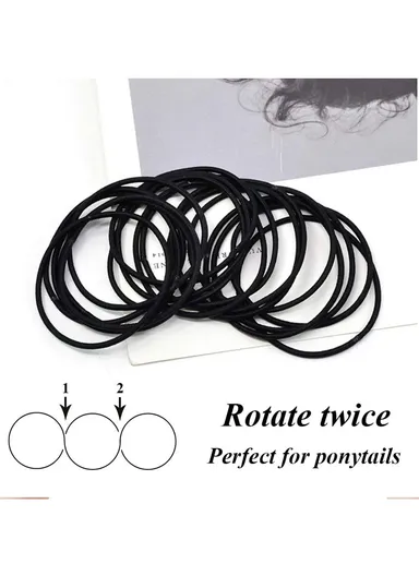 100Pcs/Bag Simple Elastic Headband for Girls Women Daily Use - Black