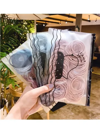 100Pcs/Bag Simple Elastic Headband for Girls Women Daily Use - Black