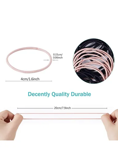 100Pcs/Bag Simple Elastic Headband for Girls Women Daily Use - Black