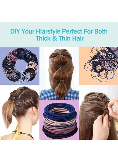 100Pcs/Bag Simple Elastic Headband for Girls Women Daily Use - Black