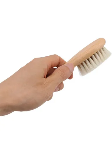 Small Baby Wool Brush and Double-Sided Comb Set Natural Soft Goat Hair Grooming Kit for Scalp Massage