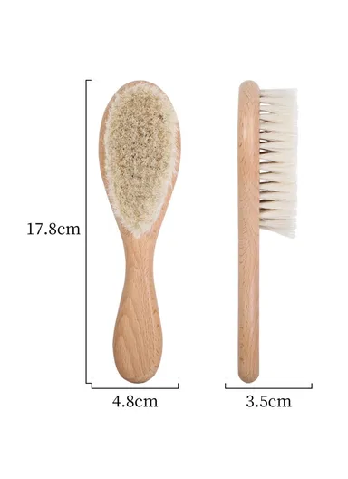 Beech Wood Baby Comb Large Soft Wool Brush For Children Gentle On Scalp Hair Care Set