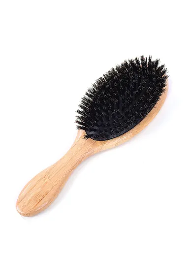 Natural Bamboo Handle Scalp Massage Comb Portable Boar Hair Anti Static Brush Hair Care Tool ZR-8050 