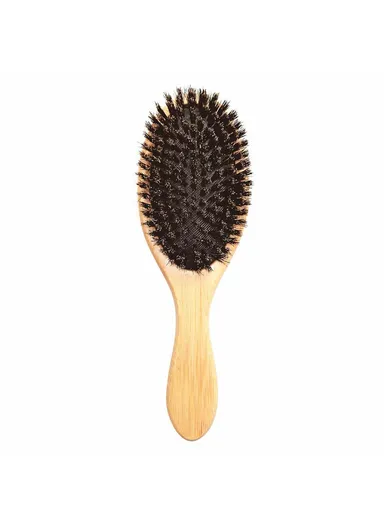 Natural Bamboo Handle Scalp Massage Comb Portable Boar Hair Anti Static Brush Hair Care Tool ZR-8050 
