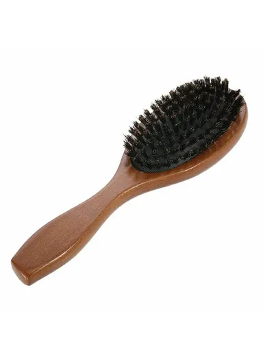 Natural Boar Bristle Hair Brush Anti Static Scalp Massage Comb with Wooden Handle for Long Thick Curly Hair