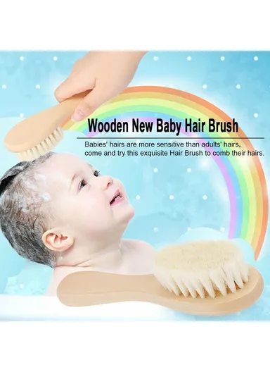 Baby Soft Wool Facial Cleansing Brush Natural Wood Handle Gentle Skin Care Brush - S Size