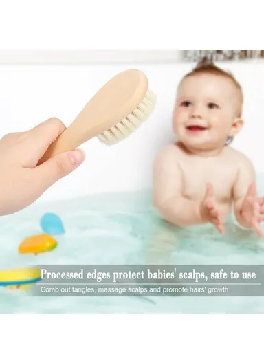 Baby Soft Wool Facial Cleansing Brush Natural Wood Handle Gentle Skin Care Brush - S Size