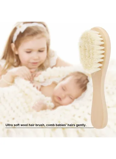 Baby Soft Wool Facial Cleansing Brush Natural Wood Handle Gentle Skin Care Brush - S Size