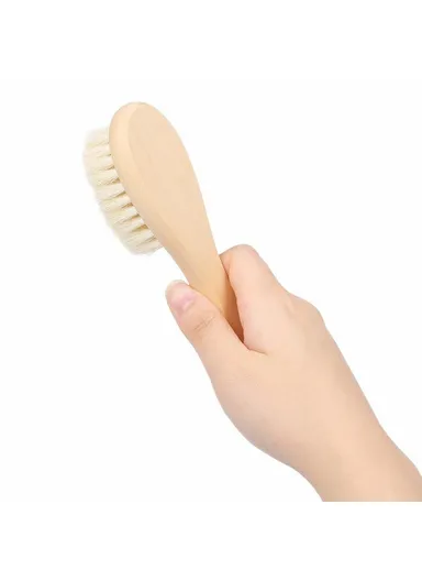 Baby Soft Wool Facial Cleansing Brush Natural Wood Handle Gentle Skin Care Brush - S Size
