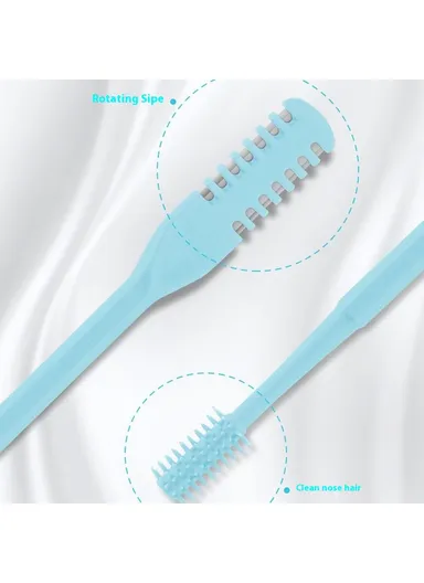 3Pcs Dual Head Nose Hair Trimmer Manual Nasal Cleaner Unisex Portable Nostril Grooming Tool - Yellow