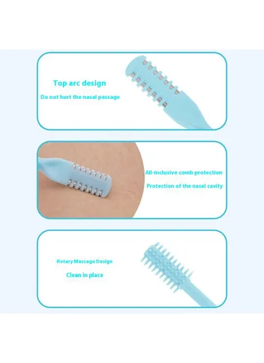 3Pcs Dual Head Nose Hair Trimmer Manual Nasal Cleaner Unisex Portable Nostril Grooming Tool - Blackish Green