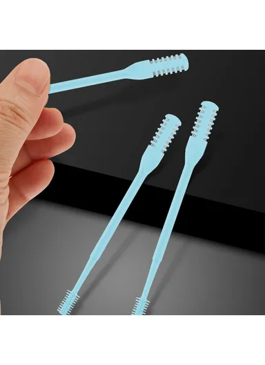 3Pcs Dual Head Nose Hair Trimmer Manual Nasal Cleaner Unisex Portable Nostril Grooming Tool - Mint Green