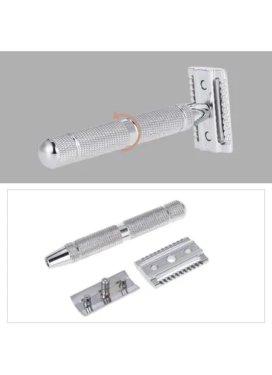 Rounded Bottom Stainless Steel Barber Razor with Knurled Handle Comfortable Grip Shaver for Home / Salon