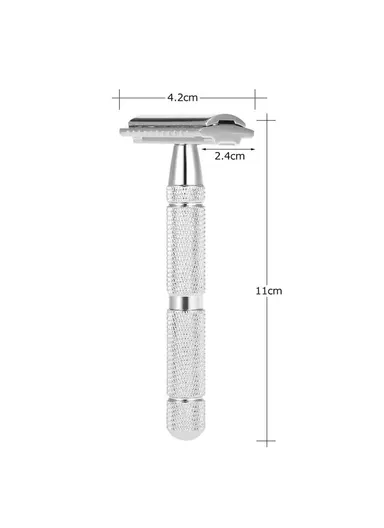 Rounded Bottom Stainless Steel Barber Razor with Knurled Handle Comfortable Grip Shaver for Home / Salon